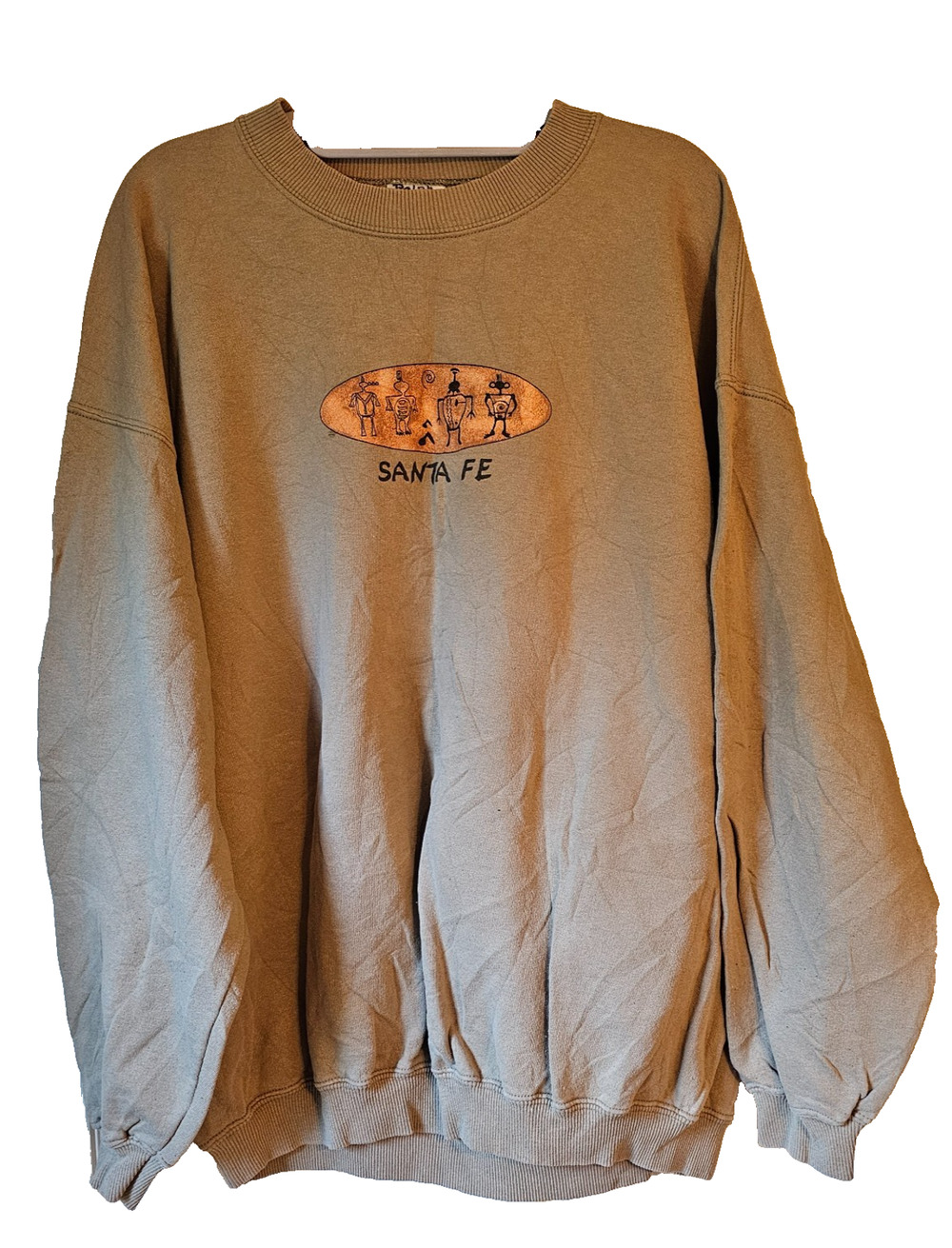 Vintage Gildan Santa Fe Southwest Graphic Sweatshirt Tan Garment Dyed XL USA